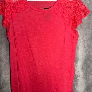 Torrid Bright Coral Lace Sleeve Blouse